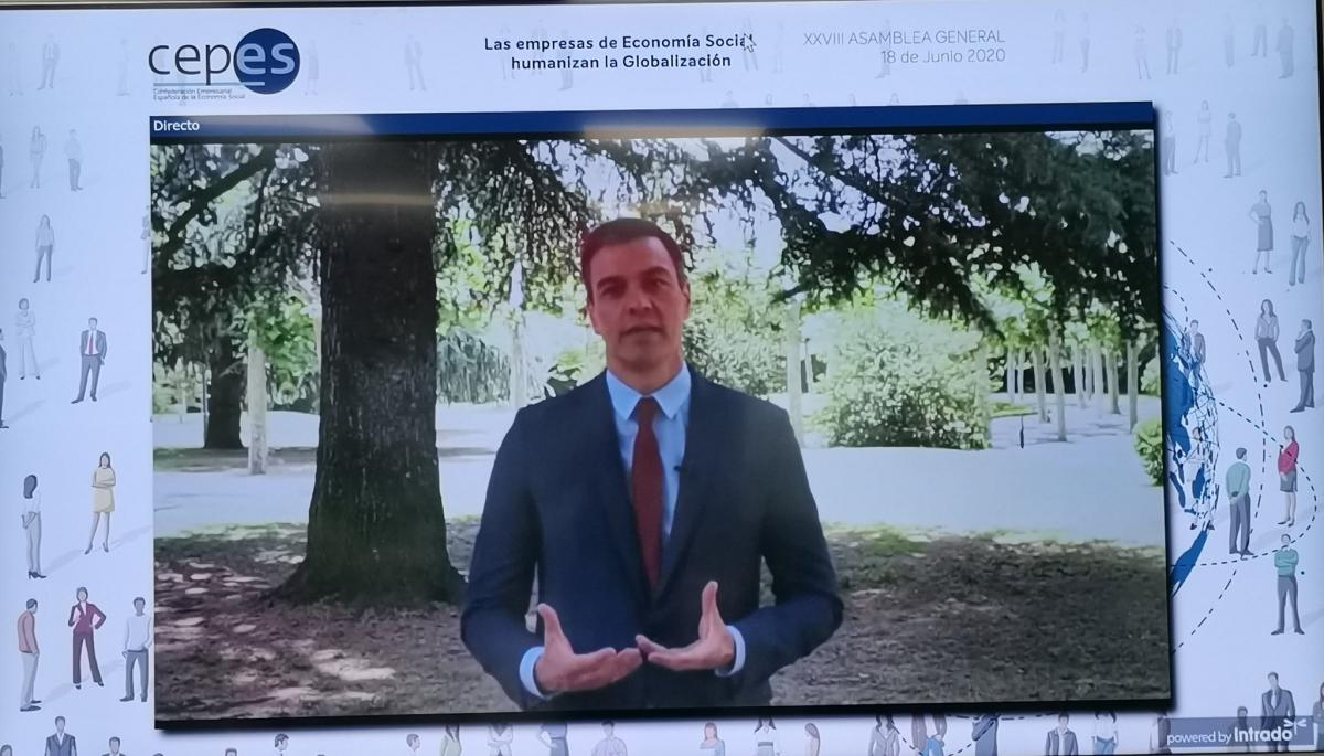 El presidente del Gobierno, Pedro Sánchez, interviene en la Asamblea de CEPES.