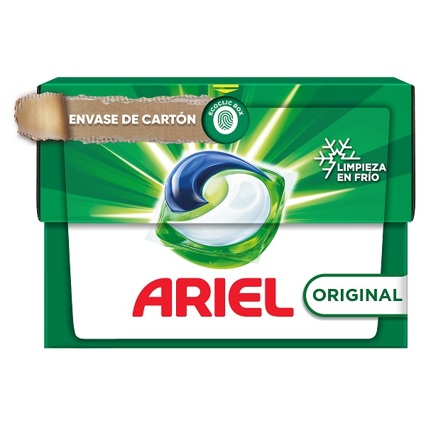 Nuevo envase de cartón para detergente en cápsulas de Ariel 