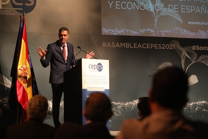 Pedro Sánchez, durante su intervención en la Asamblea General de CEPES.