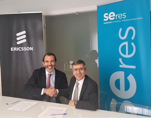 José Antonio López, CEO de Ericsson España, y Francisco Román, presidente de la Fundación Seres.