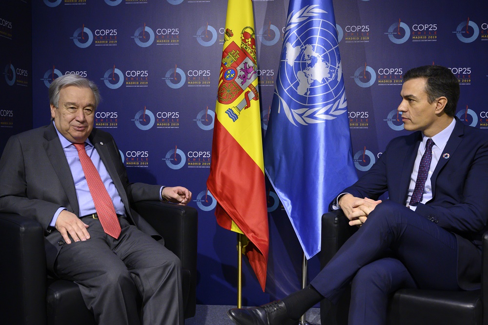António Guterres y Pedro Sánchez este lunes en la COP25 de Madrid.