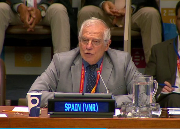 El ministro Borrell en la sede de Naciones Unidas.