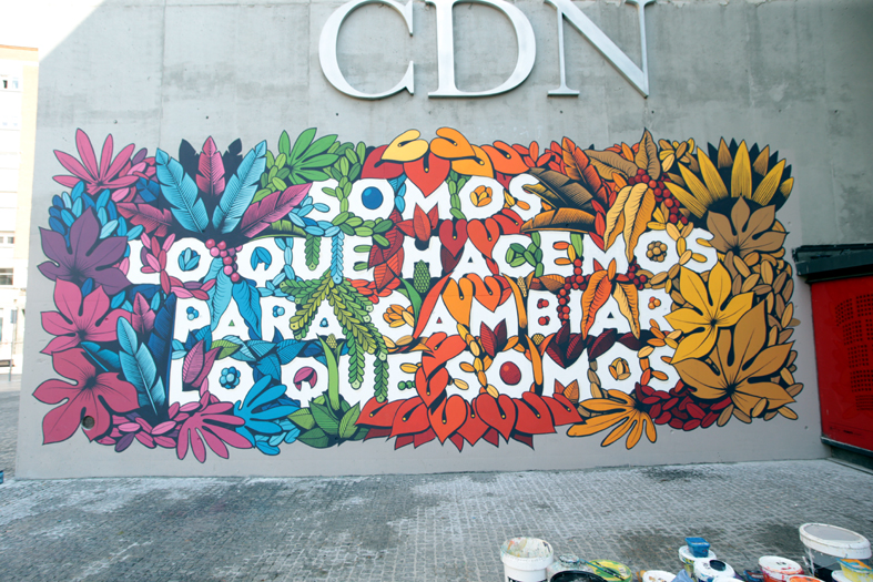 Imagen del mural con la frase de Eduardo Galeano.