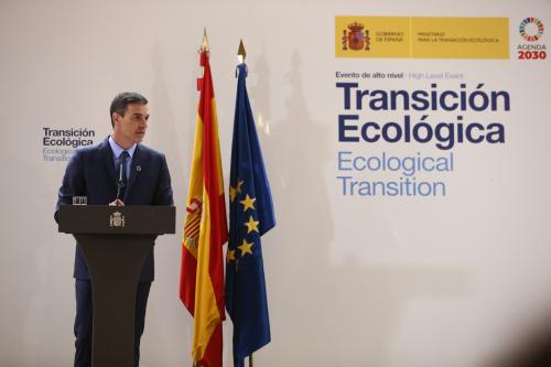 Pedro Sánchez, durante la clausura del evento sobre Transición Ecológica (Foto Pool Moncloa / Fernando Calvo)