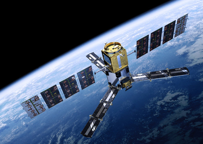 Representación artística del satélite SMOS orbitando la Tierra. (Imagen: ESA)