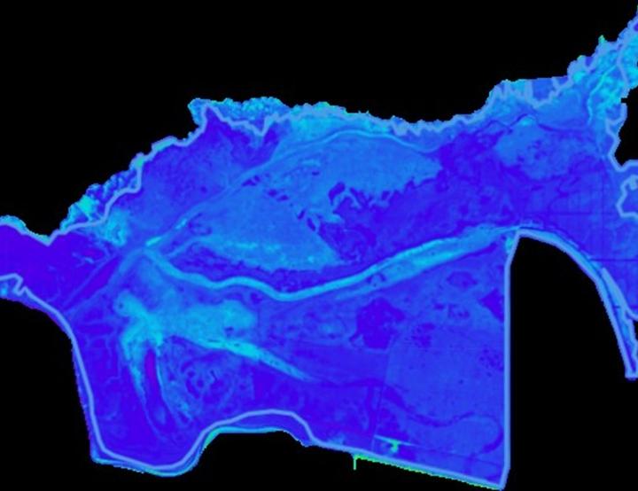 Vista satelital del Parque Nacional de Doñana.