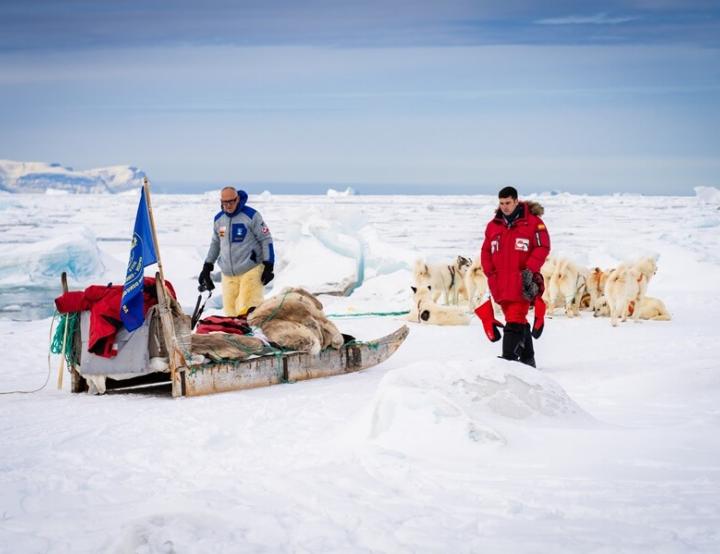 La expedición Desafío Ártico en su travesía por el hielo de Groenlandia.