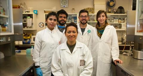 Eva Ramón (en el centro) acompañada por los miembros de su equipo. (Foto: Instituto Politécnico Nacional)