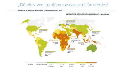 Mapa de la desnutrición infantil. Fuente: Unicef