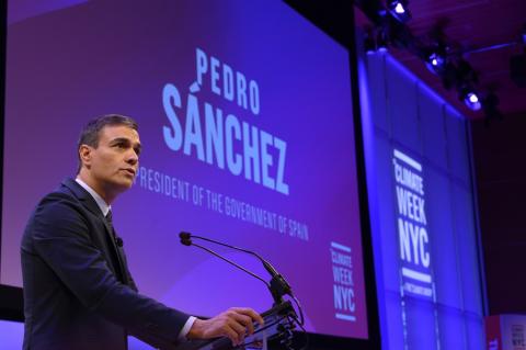 Pedro Sánchez, durante su intervención en la Cumbre del Clima (Foto: Pool Moncloa / Borja Puig de la Bellacasa).