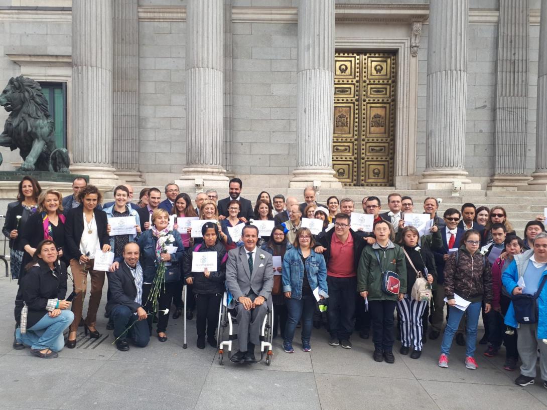 Personas con discapacidad ante el Congreso, tras aprobarse la reforma legislativa.